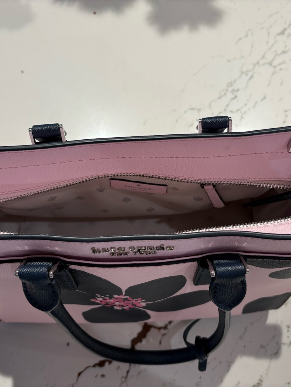 KATE SPADE PINK FLORAL SATCHEL - Picture 4 of 6